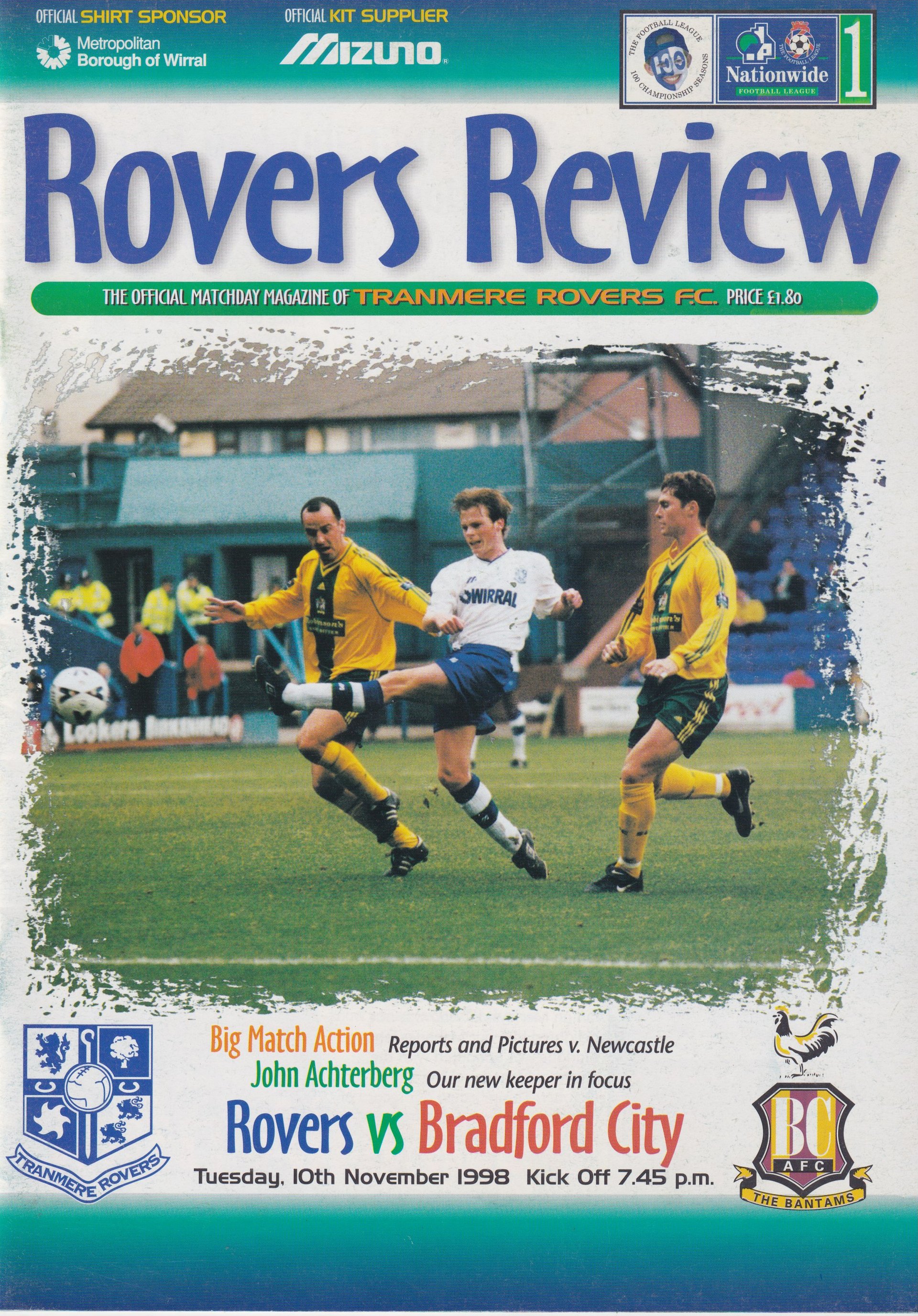 Tranmere Rovers v Bradford City match programme